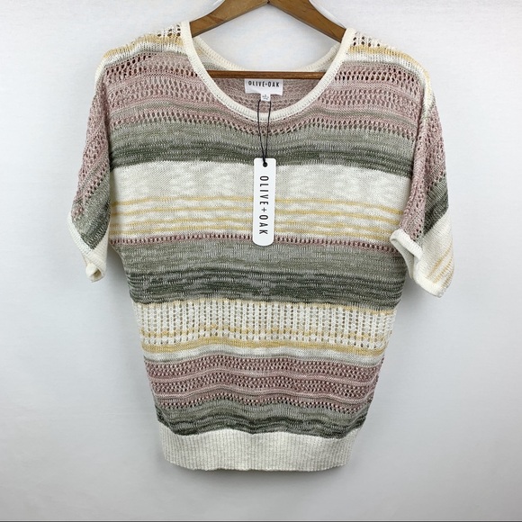 Olive + Oak NWT Striped Crocheted Lightweight Top - Picture 2 of 7